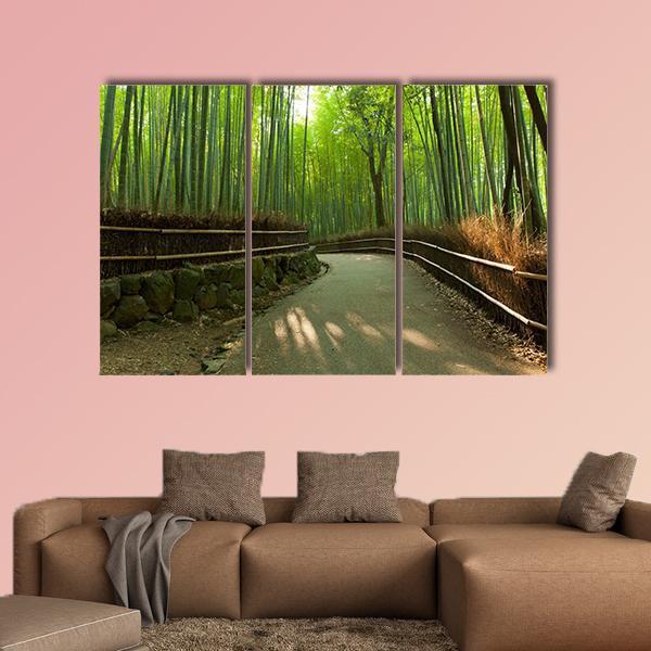 Arashiyama Bamboo Grove In Kyoto Japan Canvas Wall Art-3 Horizontal-Gallery Wrap-37" x 24"-Tiaracle
