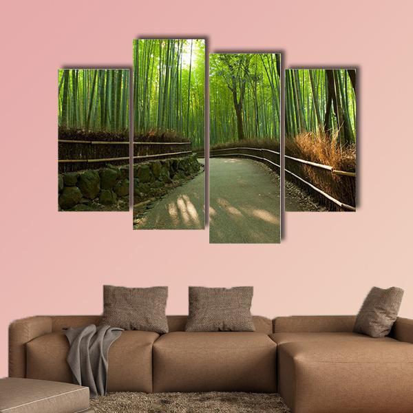 Arashiyama Bamboo Grove In Kyoto Japan Canvas Wall Art-4 Pop-Gallery Wrap-50" x 32"-Tiaracle