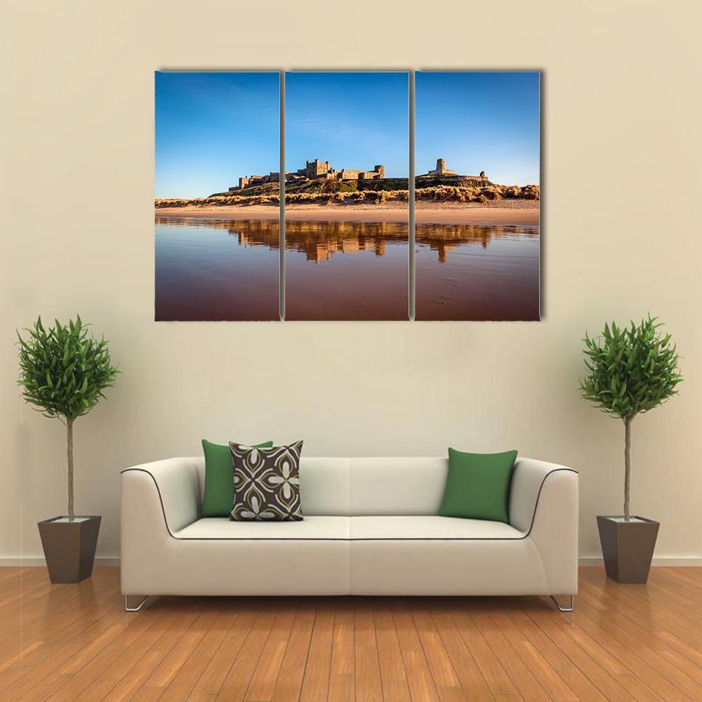 Bamburgh Castle Canvas Wall Art-3 Horizontal-Gallery Wrap-37" x 24"-Tiaracle