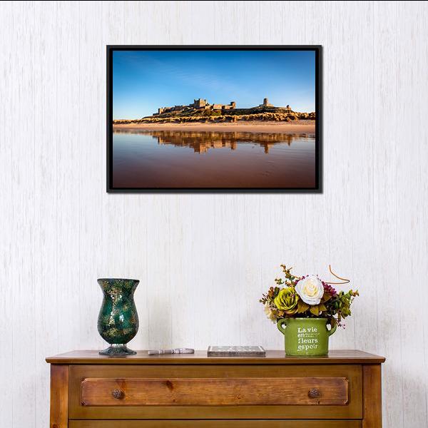 Bamburgh Castle Canvas Wall Art-1 Piece-Floating Frame-24" x 16"-Tiaracle