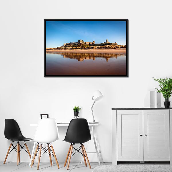 Bamburgh Castle Canvas Wall Art-3 Horizontal-Gallery Wrap-25" x 16"-Tiaracle
