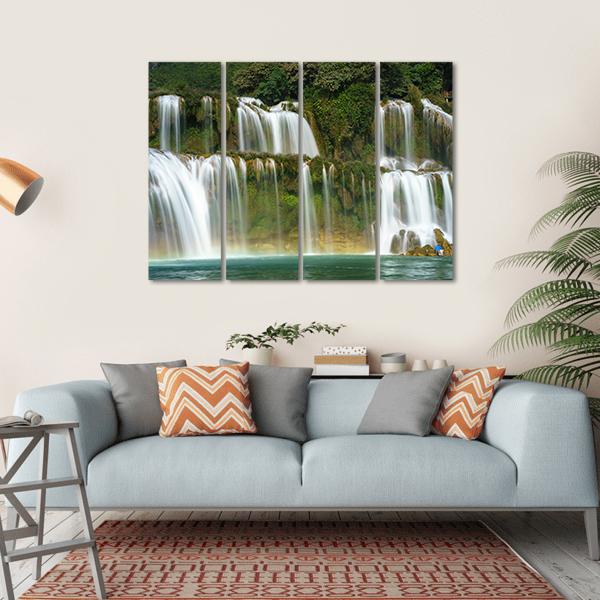 Ban Gioc Waterfall In Vietnam Canvas Wall Art-4 Horizontal-Gallery Wrap-34" x 24"-Tiaracle