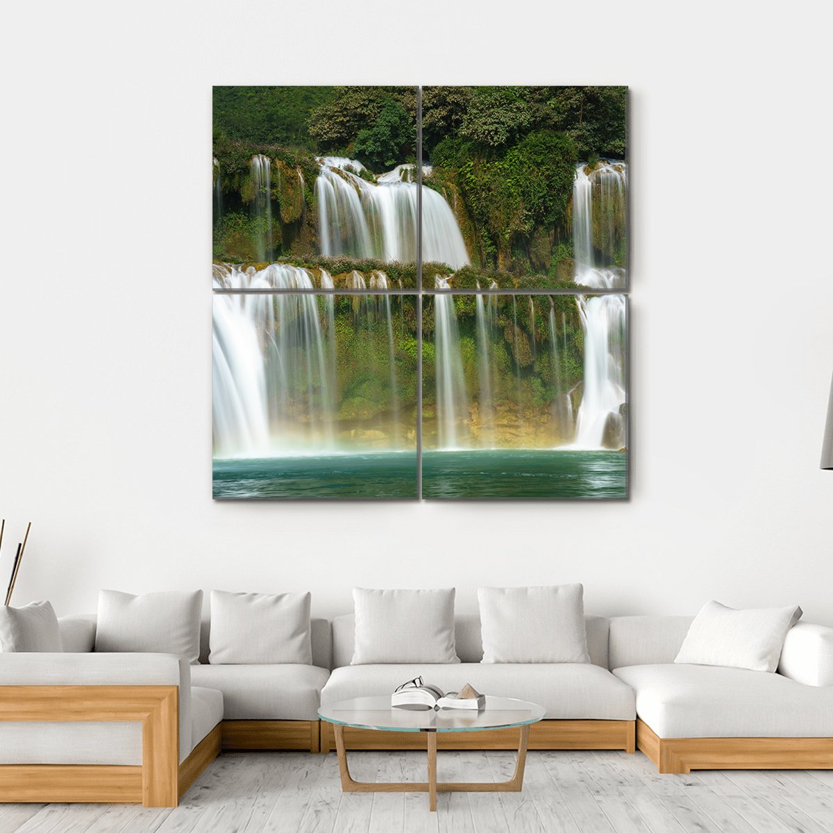 Ban Gioc Waterfall In Vietnam Canvas Wall Art-4 Square-Gallery Wrap-17" x 17"-Tiaracle