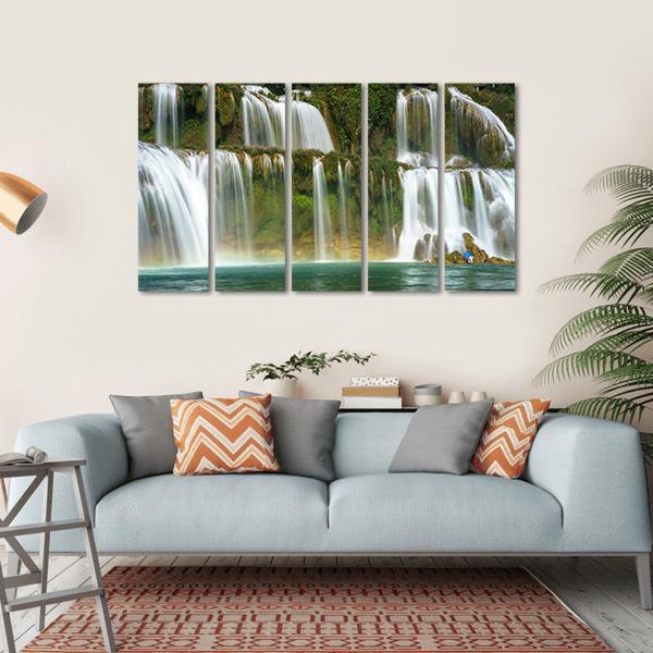 Ban Gioc Waterfall In Vietnam Canvas Wall Art-5 Horizontal-Gallery Wrap-22" x 12"-Tiaracle