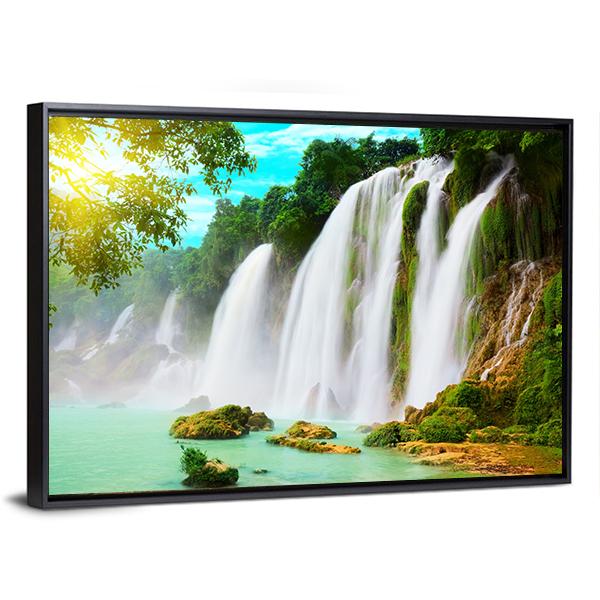 Ban Gioc Waterfall Canvas Wall Art-3 Horizontal-Gallery Wrap-25" x 16"-Tiaracle