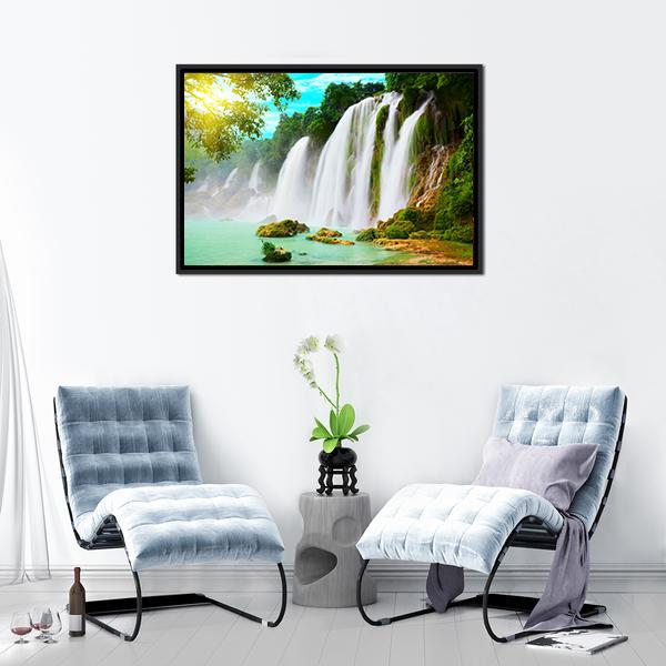Ban Gioc Waterfall Canvas Wall Art-3 Horizontal-Gallery Wrap-25" x 16"-Tiaracle