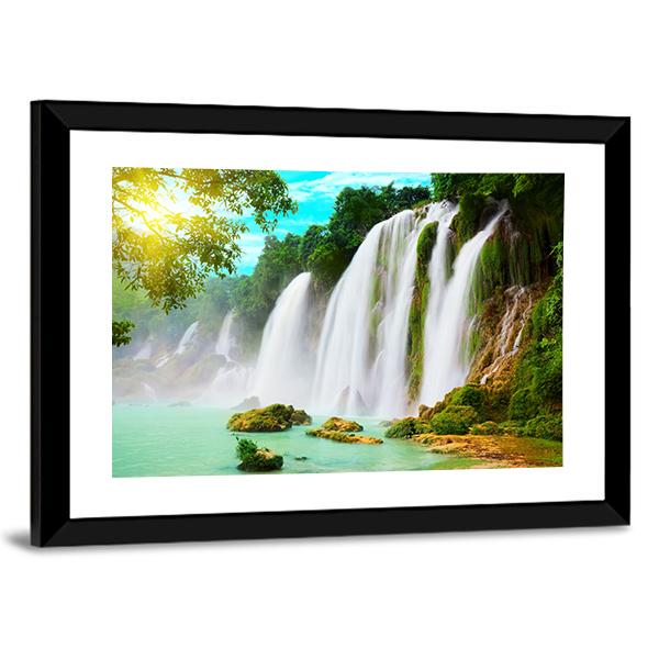 Ban Gioc Waterfall Canvas Wall Art-3 Horizontal-Gallery Wrap-25" x 16"-Tiaracle