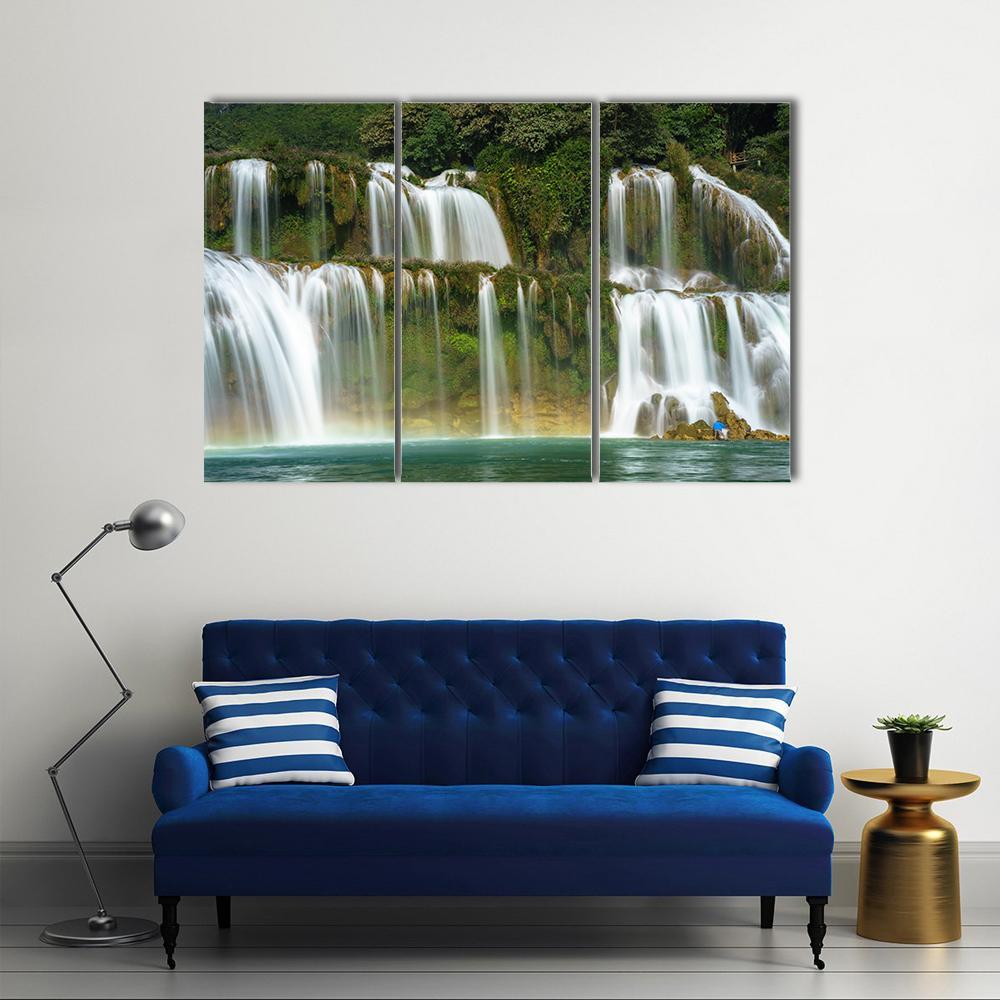 Ban Gioc Waterfall In Vietnam Canvas Wall Art-3 Horizontal-Gallery Wrap-37" x 24"-Tiaracle