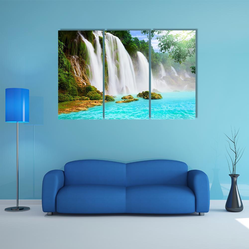 Ban Gioc Waterfall Vietnam Canvas Wall Art-3 Horizontal-Gallery Wrap-37" x 24"-Tiaracle