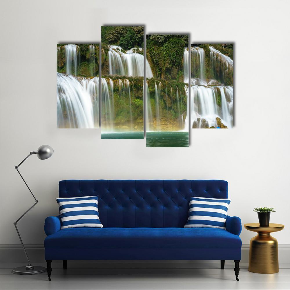 Ban Gioc Waterfall In Vietnam Canvas Wall Art-4 Pop-Gallery Wrap-50" x 32"-Tiaracle