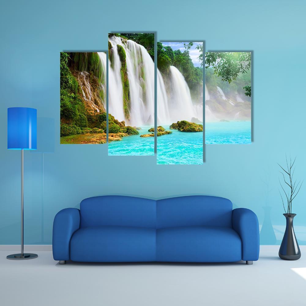 Ban Gioc Waterfall Vietnam Canvas Wall Art-4 Pop-Gallery Wrap-50" x 32"-Tiaracle