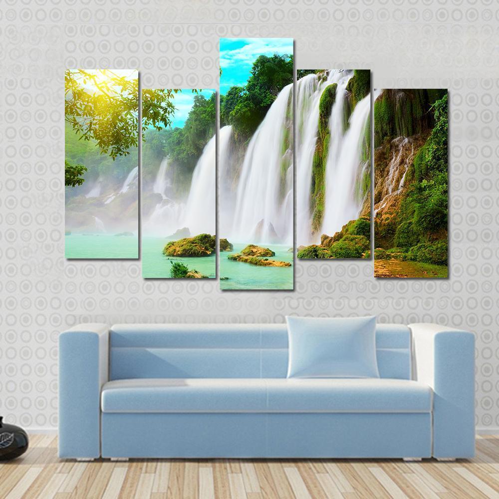 Ban Gioc Waterfall Canvas Wall Art-5 Pop-Gallery Wrap-47" x 32"-Tiaracle