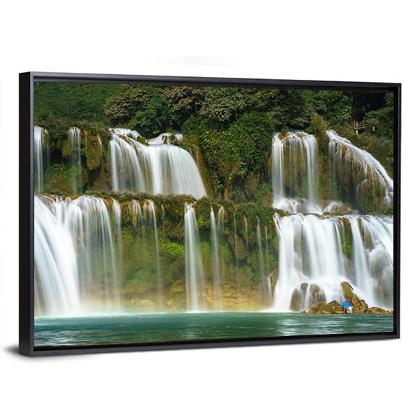 Ban Gioc Waterfall In Vietnam Canvas Wall Art-3 Horizontal-Gallery Wrap-25" x 16"-Tiaracle