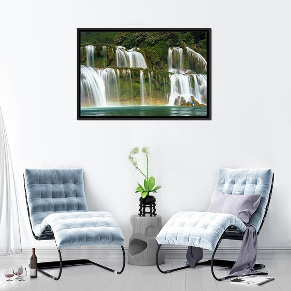 Ban Gioc Waterfall In Vietnam Canvas Wall Art-3 Horizontal-Gallery Wrap-25" x 16"-Tiaracle