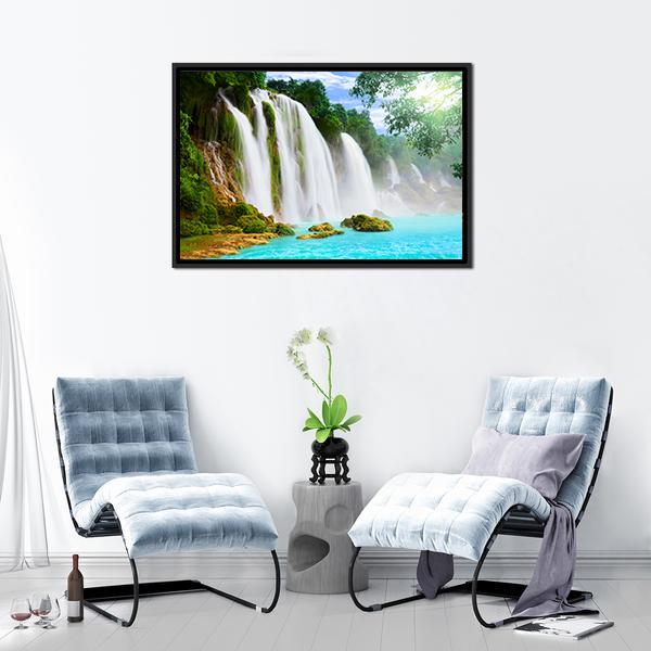 Ban Gioc Waterfall Vietnam Canvas Wall Art-3 Horizontal-Gallery Wrap-25" x 16"-Tiaracle