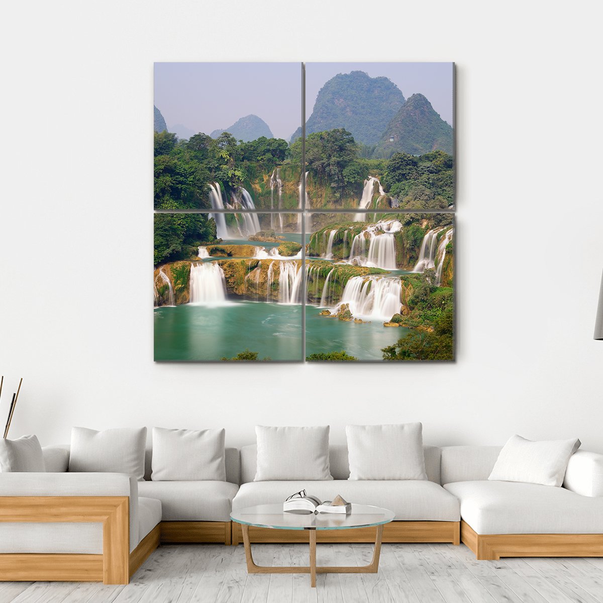 Ban Goic Waterfall In China Canvas Wall Art-4 Square-Gallery Wrap-17" x 17"-Tiaracle