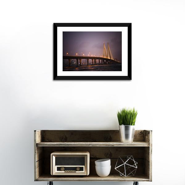 Bandra-Worli Sea Link Canvas Wall Art-1 Piece-Framed Print-20" x 16"-Tiaracle