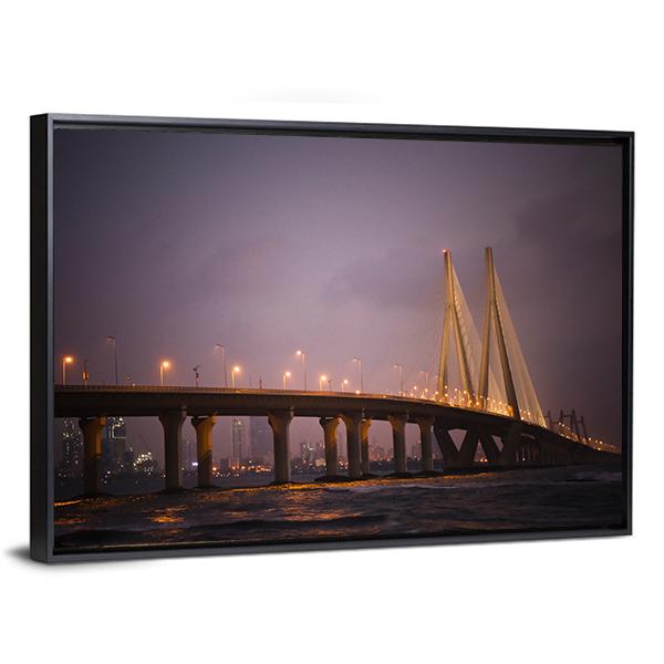 Bandra-Worli Sea Link Canvas Wall Art-3 Horizontal-Gallery Wrap-25" x 16"-Tiaracle