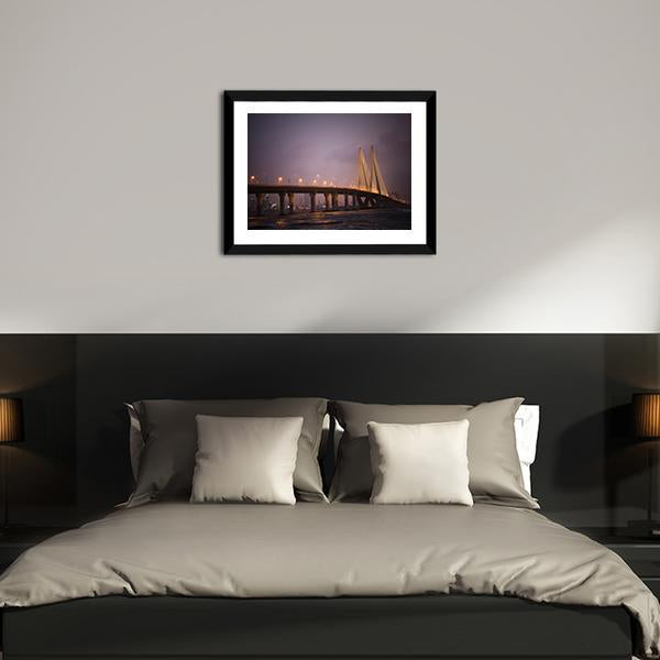 Bandra-Worli Sea Link Canvas Wall Art-3 Horizontal-Gallery Wrap-25" x 16"-Tiaracle
