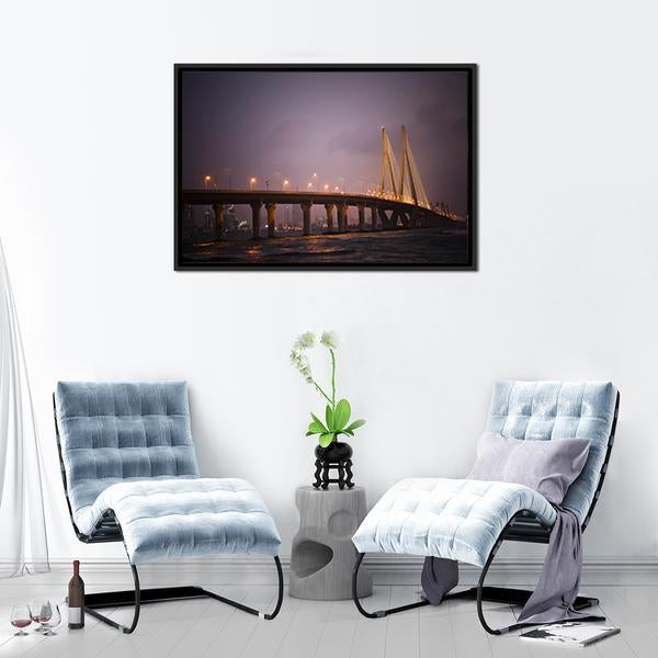 Bandra-Worli Sea Link Canvas Wall Art-5 Horizontal-Gallery Wrap-22" x 12"-Tiaracle