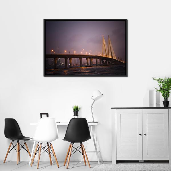 Bandra-Worli Sea Link Canvas Wall Art-5 Horizontal-Gallery Wrap-22" x 12"-Tiaracle