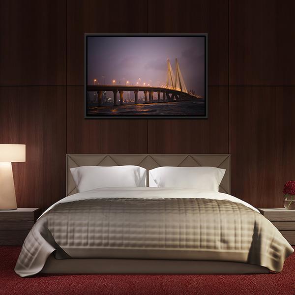 Bandra-Worli Sea Link Canvas Wall Art-5 Horizontal-Gallery Wrap-22&quot; x 12&quot;-Tiaracle