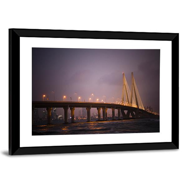 Bandra-Worli Sea Link Canvas Wall Art-5 Horizontal-Gallery Wrap-22" x 12"-Tiaracle