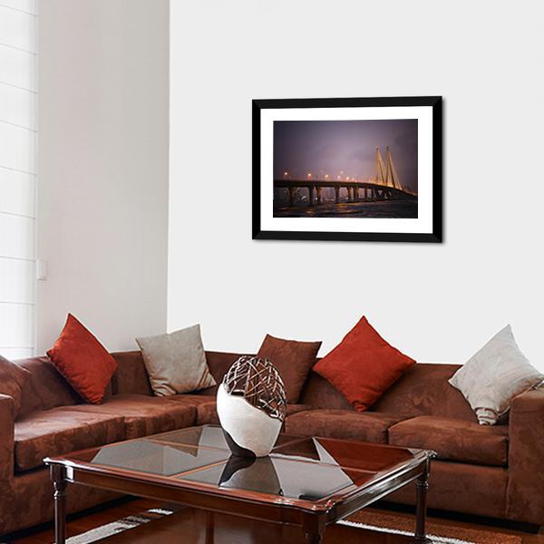 Bandra-Worli Sea Link Canvas Wall Art-5 Horizontal-Gallery Wrap-22&quot; x 12&quot;-Tiaracle