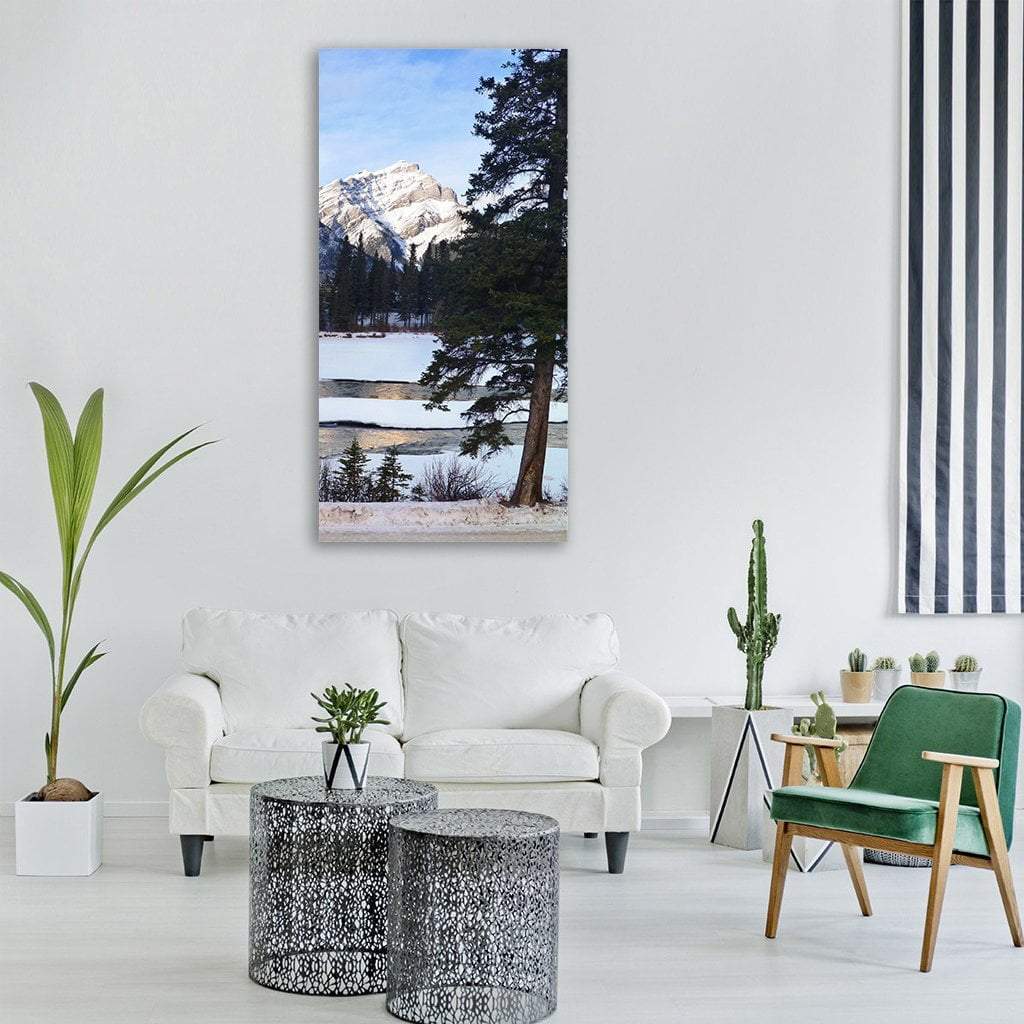 Banff Landscape In Winter Vertical Canvas Wall Art-1 Vertical-Gallery Wrap-12" x 24"-Tiaracle