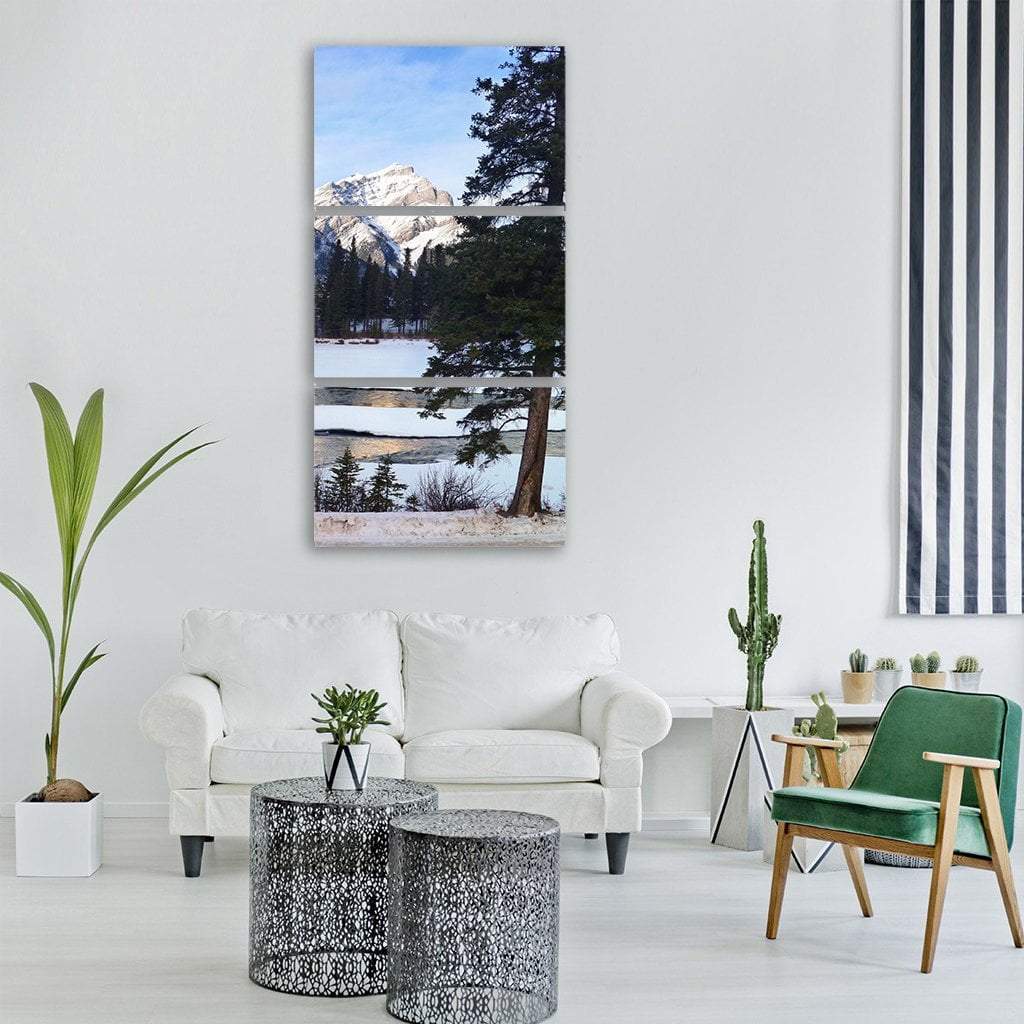Banff Landscape In Winter Vertical Canvas Wall Art-3 Vertical-Gallery Wrap-12" x 25"-Tiaracle