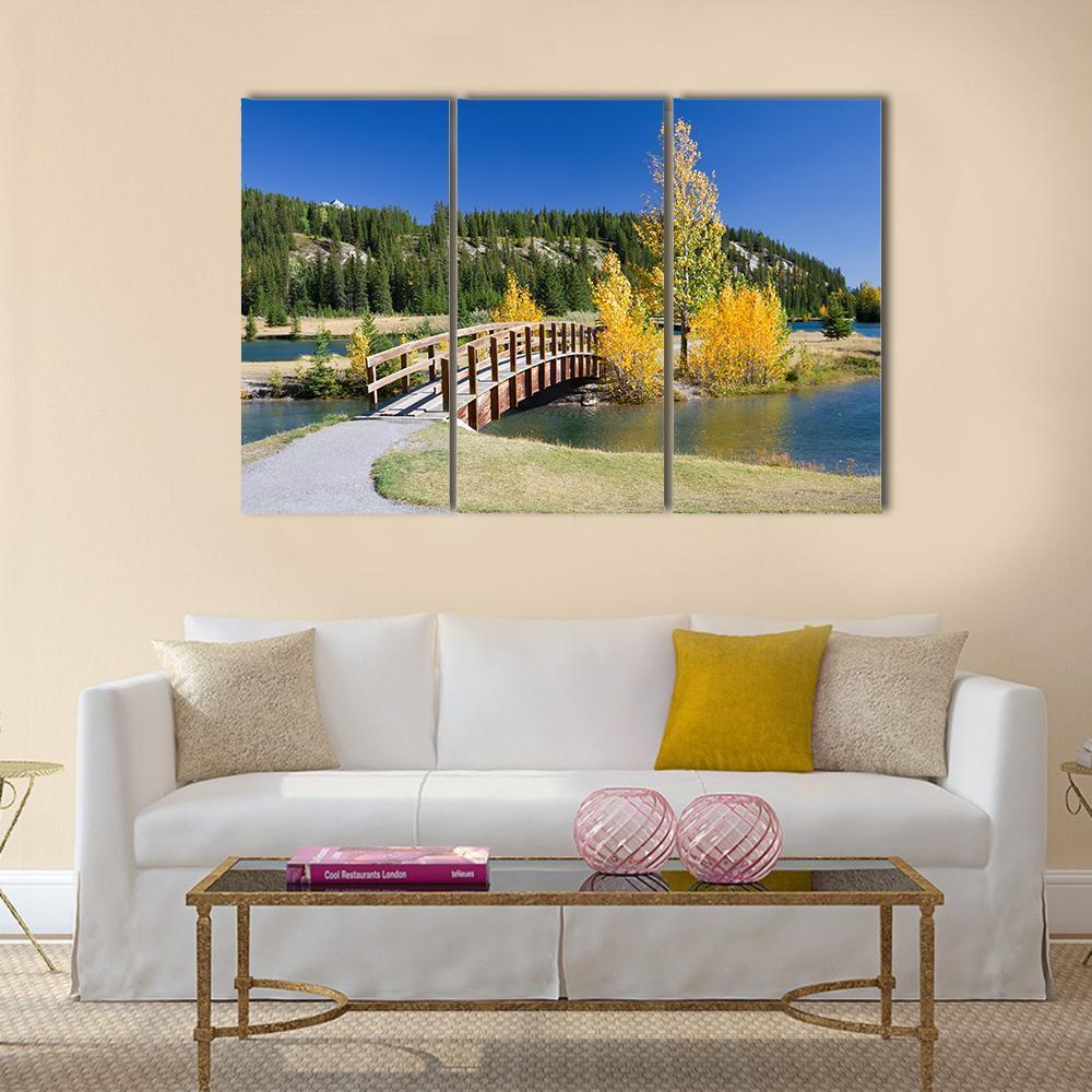 Banff National Park In Autumn Canvas Wall Art-3 Horizontal-Gallery Wrap-37" x 24"-Tiaracle