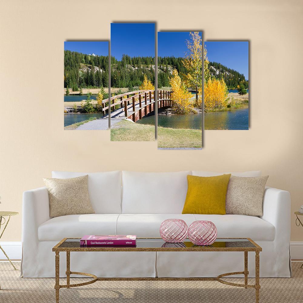 Banff National Park In Autumn Canvas Wall Art-4 Pop-Gallery Wrap-50" x 32"-Tiaracle