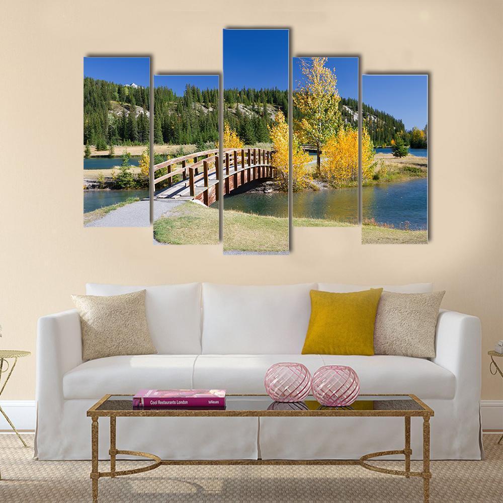 Banff National Park In Autumn Canvas Wall Art-5 Pop-Gallery Wrap-47" x 32"-Tiaracle