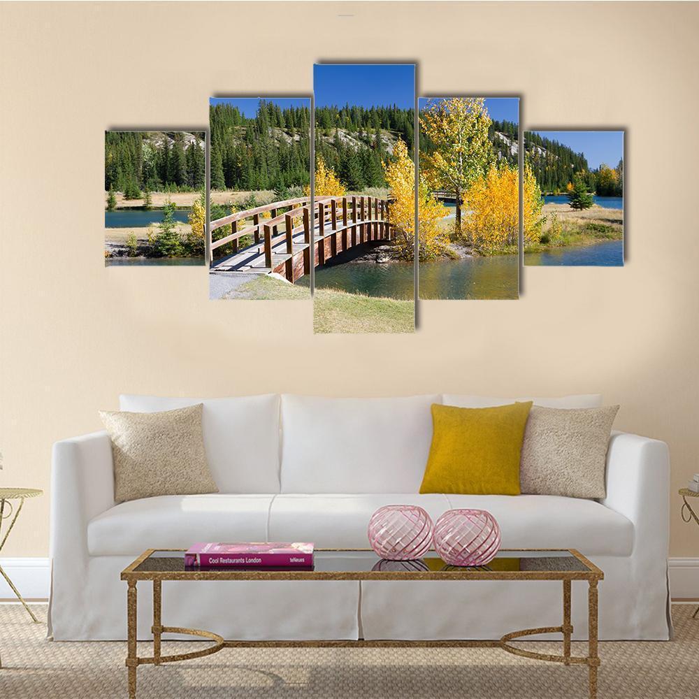 Banff National Park In Autumn Canvas Wall Art-5 Star-Gallery Wrap-62" x 32"-Tiaracle