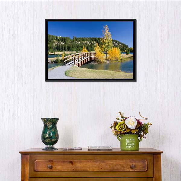 Banff National Park In Autumn Canvas Wall Art-1 Piece-Floating Frame-24" x 16"-Tiaracle
