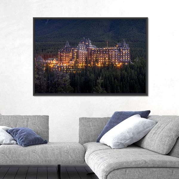 Banff Springs Hotel Canvas Wall Art-1 Piece-Floating Frame-24" x 16"-Tiaracle