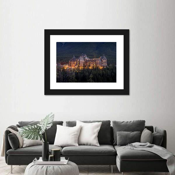 Banff Springs Hotel Canvas Wall Art-1 Piece-Framed Print-20" x 16"-Tiaracle