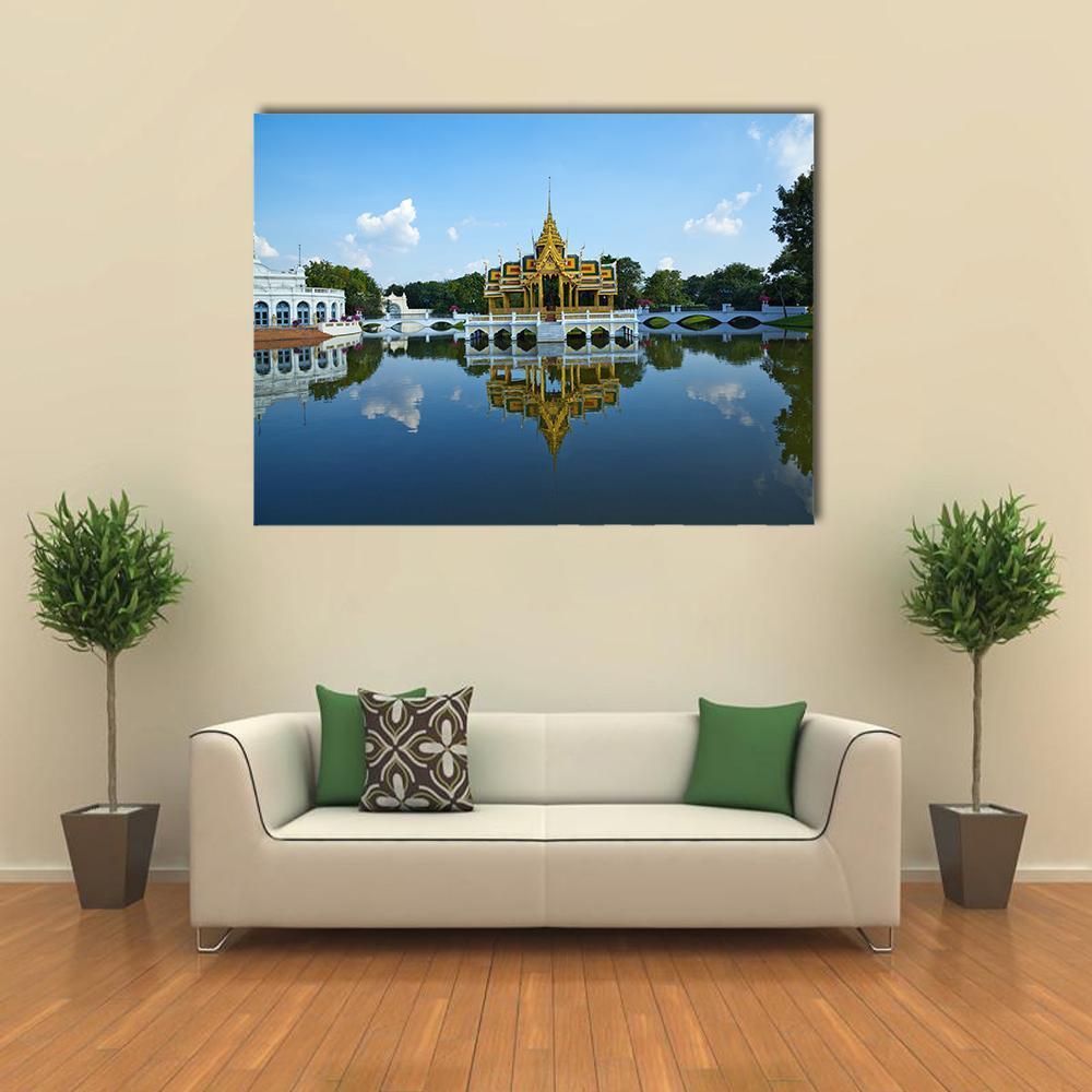 Bang Pa-In Palace Canvas Wall Art-1 Piece-Gallery Wrap-48" x 32"-Tiaracle