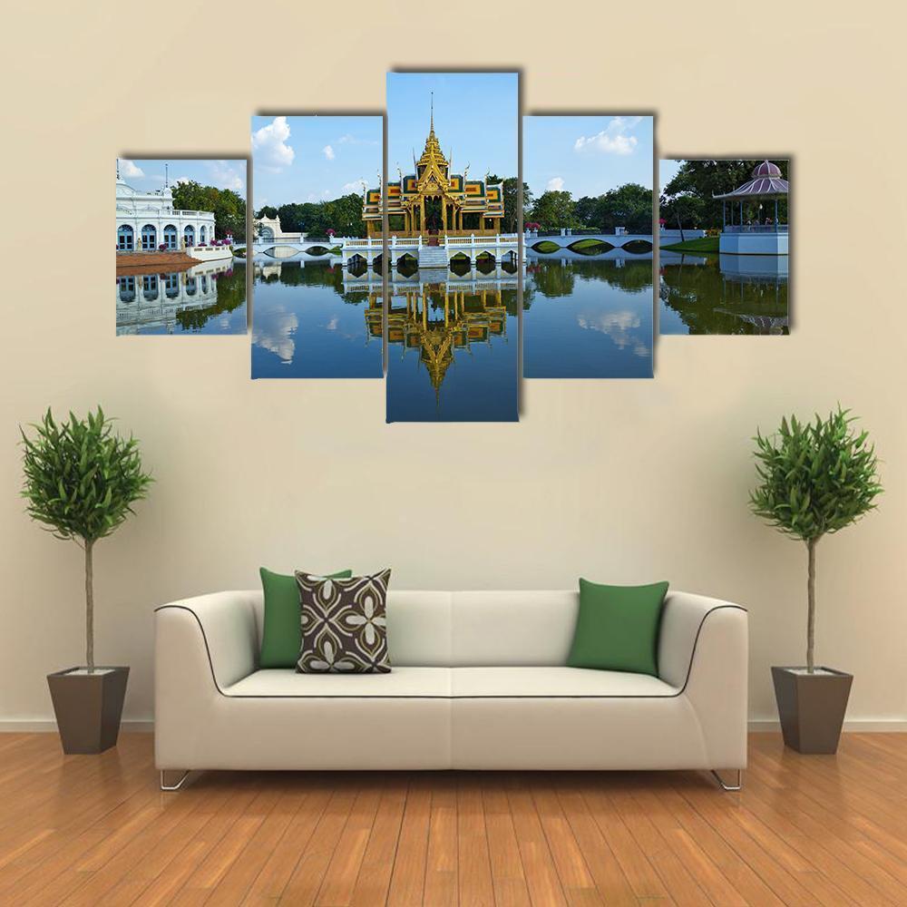 Bang Pa-In Palace Canvas Wall Art-5 Star-Gallery Wrap-62" x 32"-Tiaracle