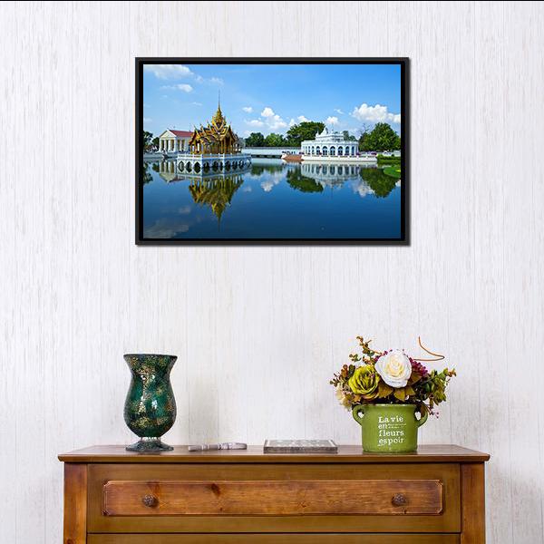 Bang Pa In Palace Thailand Canvas Wall Art-1 Piece-Floating Frame-24" x 16"-Tiaracle