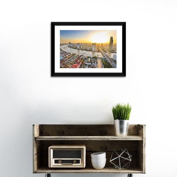 Bangkok At Twilight Canvas Wall Art-1 Piece-Framed Print-20" x 16"-Tiaracle