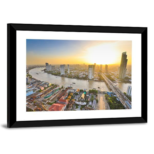 Bangkok At Twilight Canvas Wall Art-3 Horizontal-Gallery Wrap-25" x 16"-Tiaracle