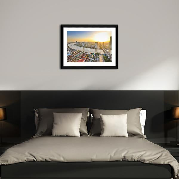 Bangkok At Twilight Canvas Wall Art-3 Horizontal-Gallery Wrap-25" x 16"-Tiaracle