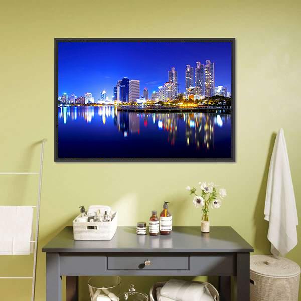 Bangkok City Downtown Canvas Wall Art-3 Horizontal-Gallery Wrap-25" x 16"-Tiaracle