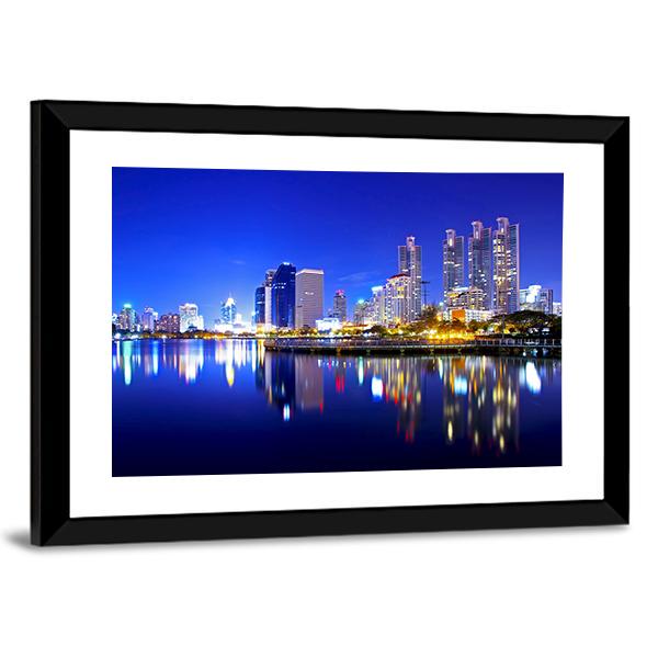 Bangkok City Downtown Canvas Wall Art-3 Horizontal-Gallery Wrap-25" x 16"-Tiaracle