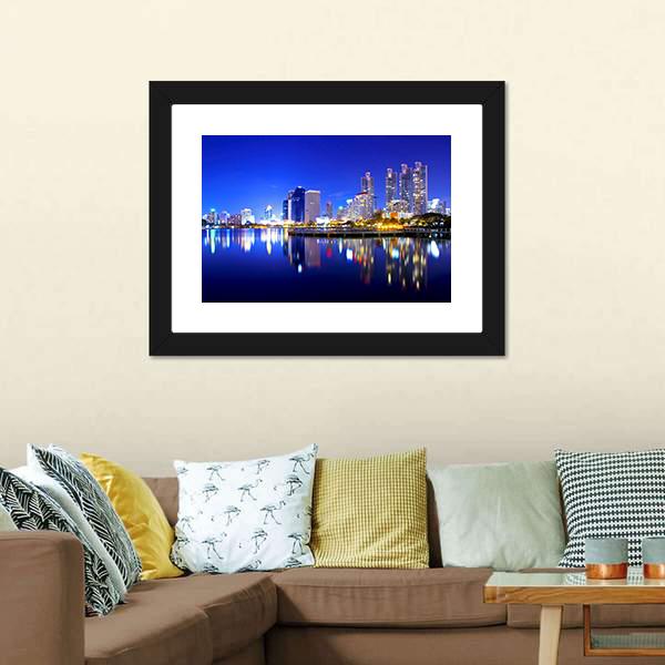 Bangkok City Downtown Canvas Wall Art-1 Piece-Framed Print-20" x 16"-Tiaracle
