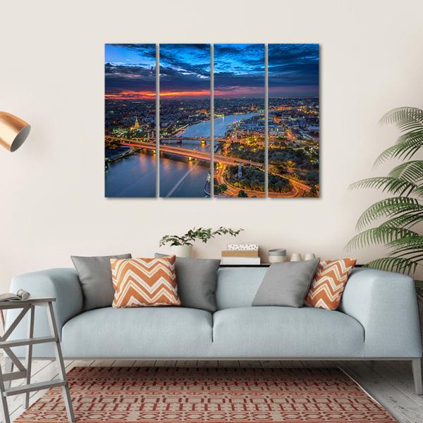 Bangkok Highlight View Canvas Wall Art-4 Horizontal-Gallery Wrap-34" x 24"-Tiaracle