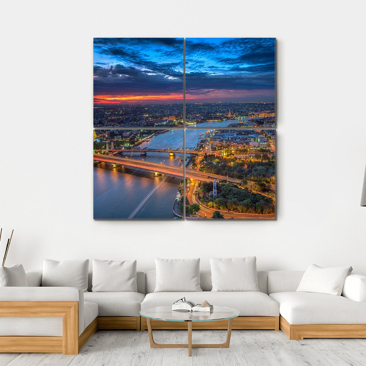 Bangkok Highlight View Canvas Wall Art-4 Square-Gallery Wrap-17" x 17"-Tiaracle