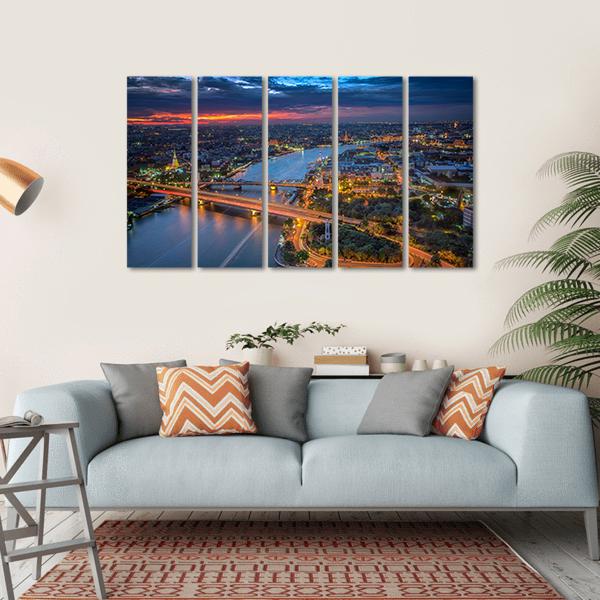 Bangkok Highlight View Canvas Wall Art-5 Horizontal-Gallery Wrap-22" x 12"-Tiaracle