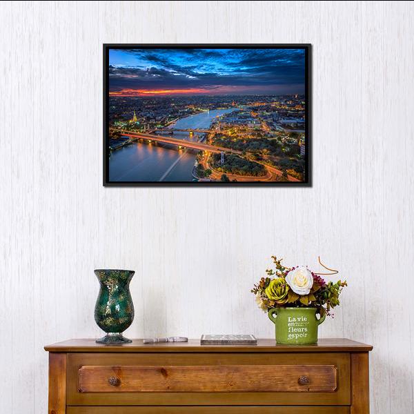 Bangkok Highlight View Canvas Wall Art-1 Piece-Floating Frame-24" x 16"-Tiaracle